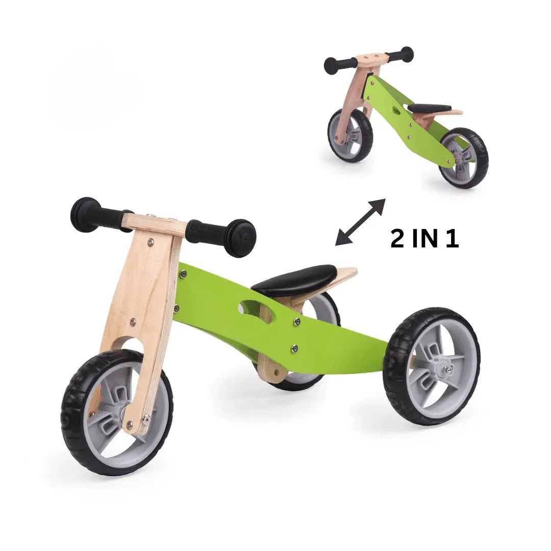 Wooden Balance Bike 2 in 1 Green 18M