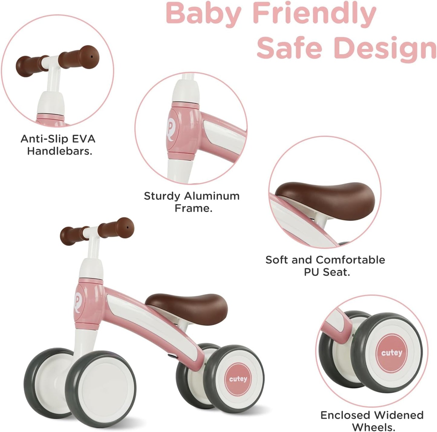 Cutey Baby Walker Balance Bike |New Pink