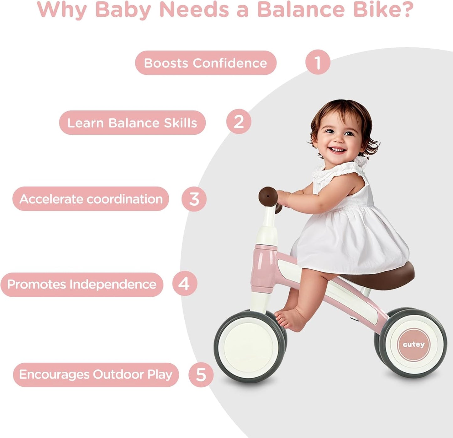 Cutey Baby Walker Balance Bike |New Pink