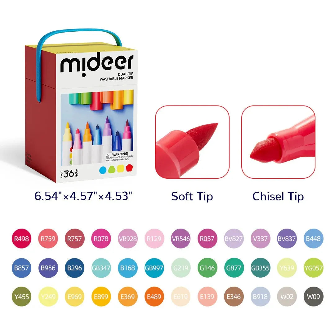 Mideer Dual-Tip Washable Marker 36 Colors