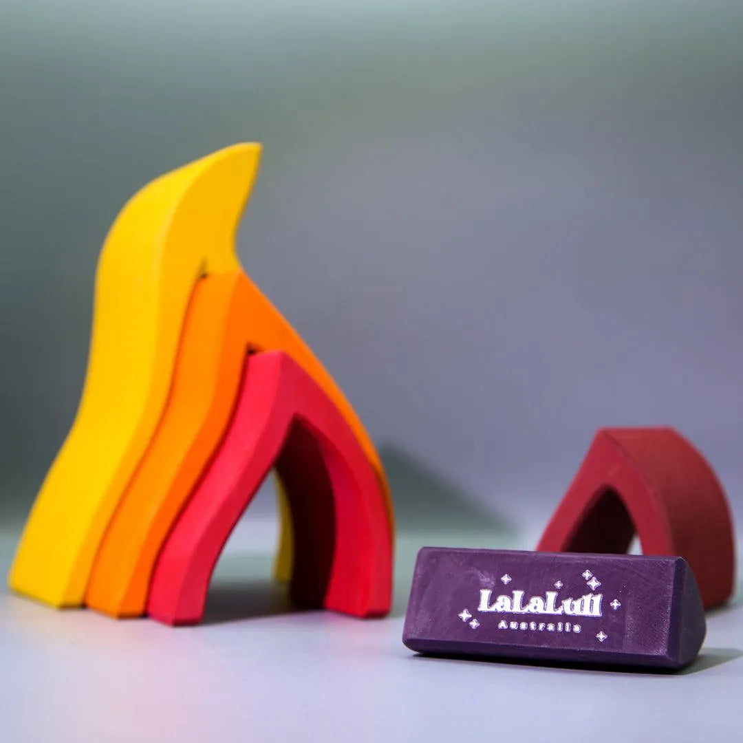 Wooden Rainbow Stacker fire