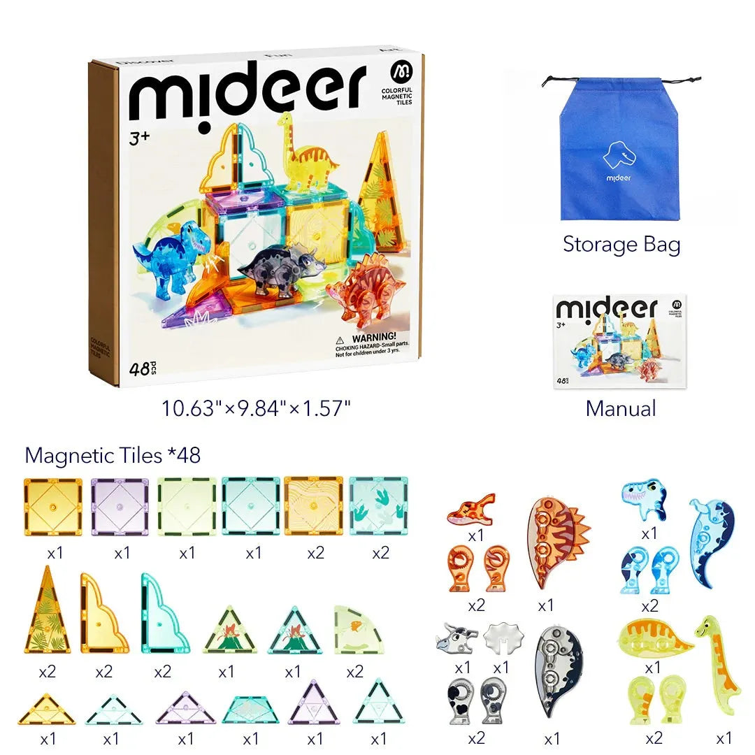 Mideer Magnetic Tiles: Jurassic Adventure 48P