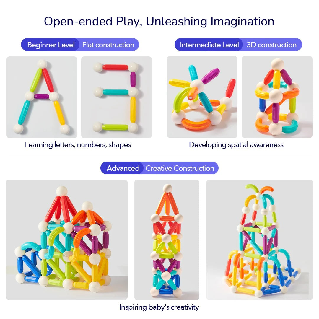 Mideer Rainbow Magnetic Building Stick 100P