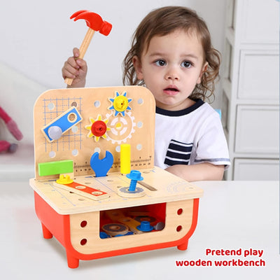 Tooky Toy Deluxe Wooden Work Bench Kids Toy 3Yrs+