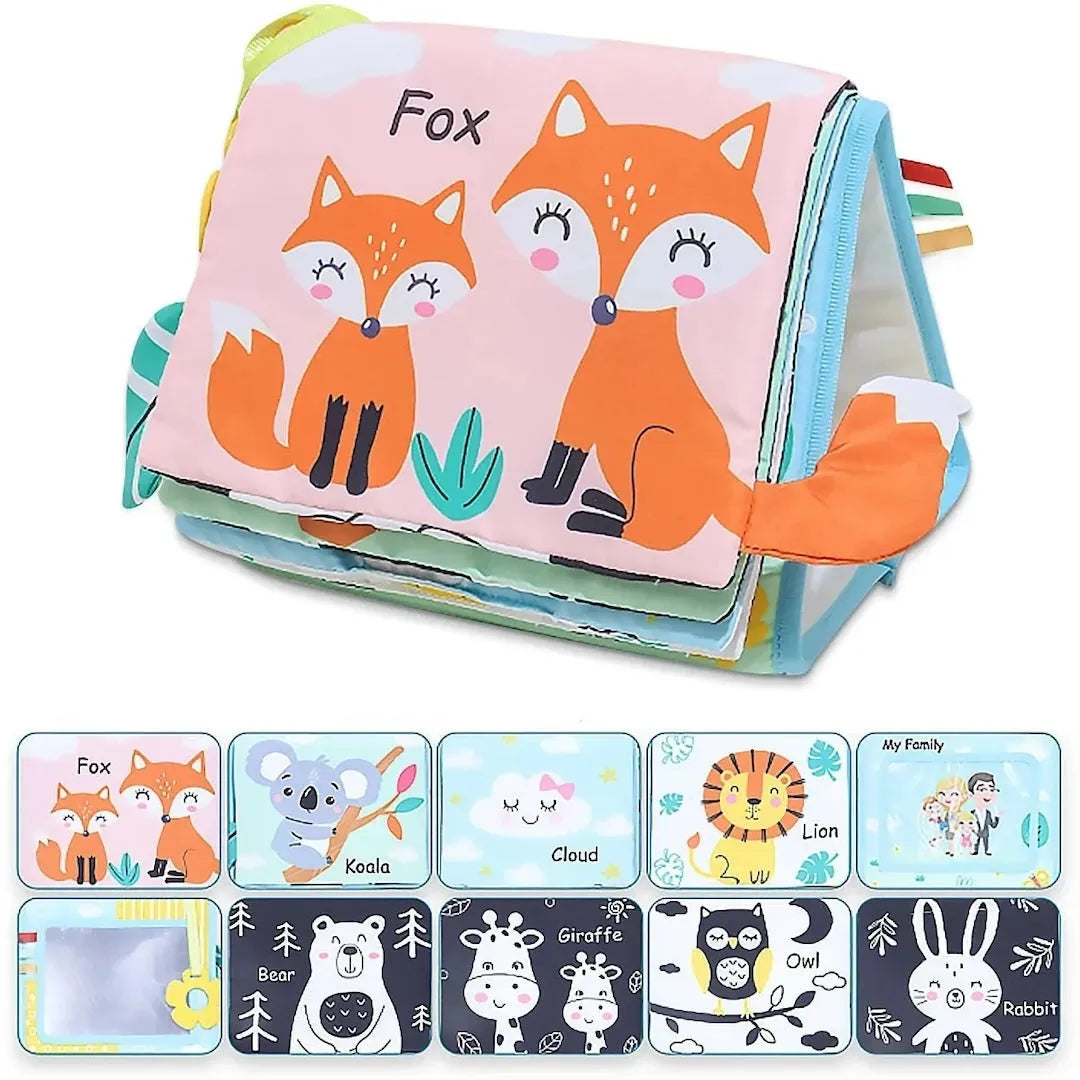 Tummy Time Foldable Mirror with Interactive Sensory Book