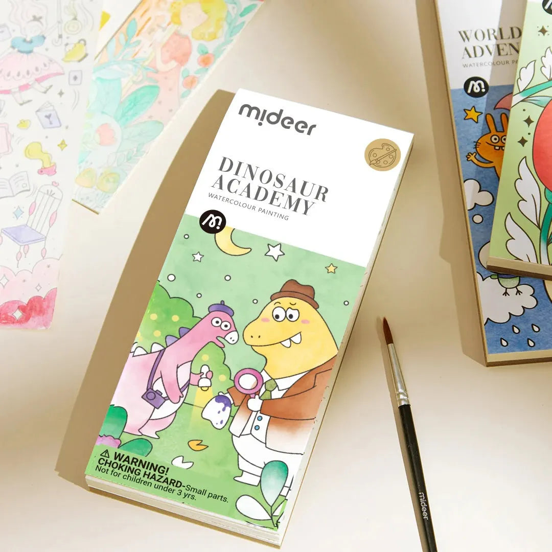 Mideer Watercolour Painting Book: Dinosaur Academy 3Yrs+