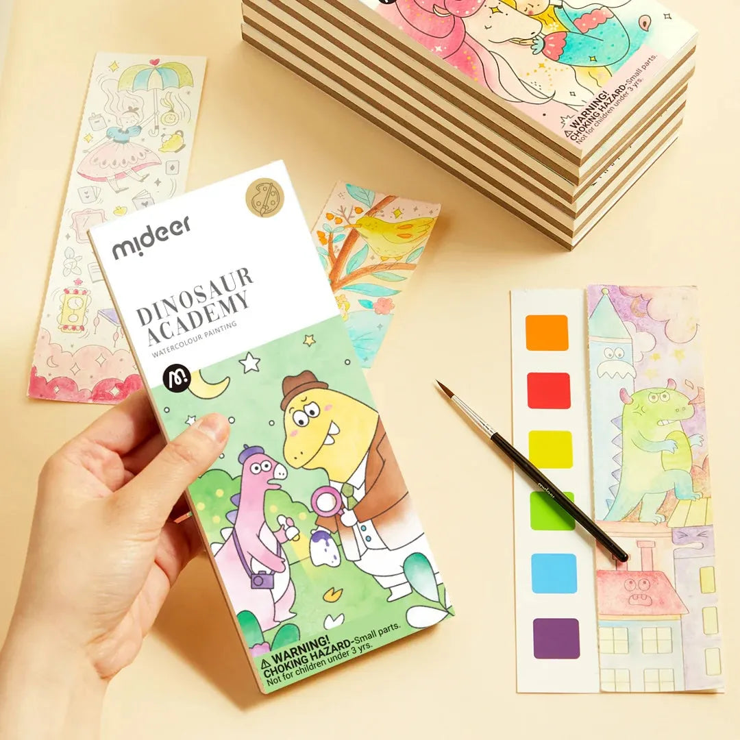 Mideer Watercolour Painting Book: Dinosaur Academy 3Yrs+