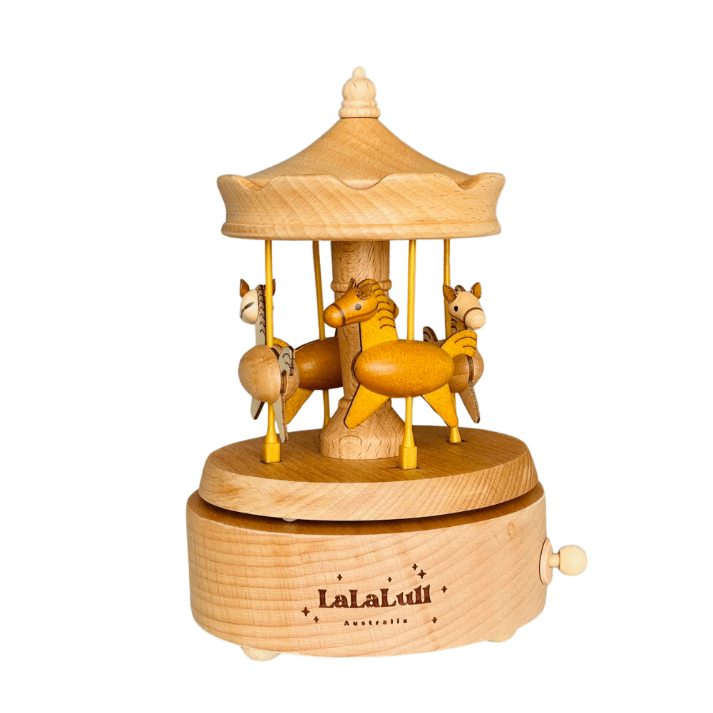 wooden music box carousel