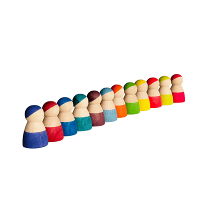 12 Wooden Rainbow Dolls