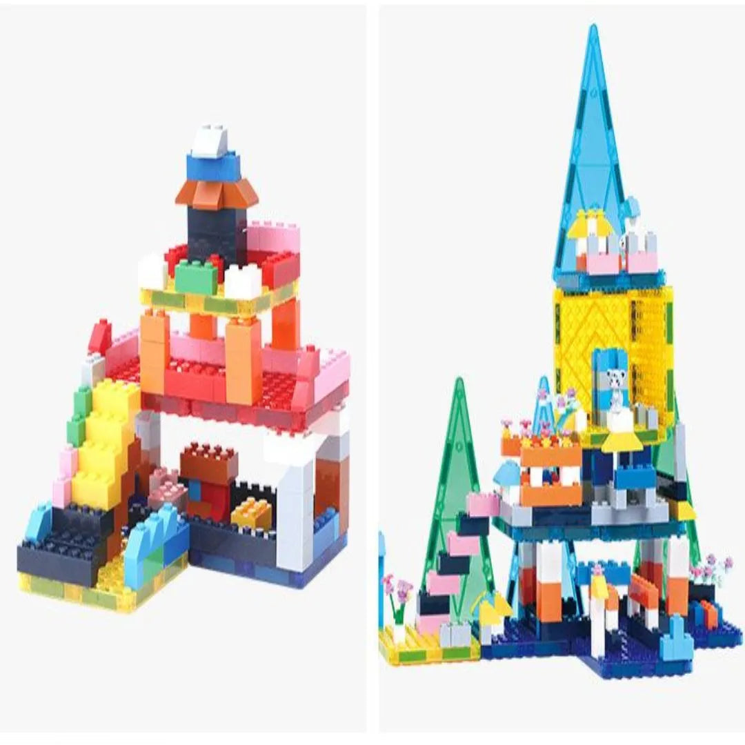Mini Building Blocks with Magnetic Tiles - 516 Pieces