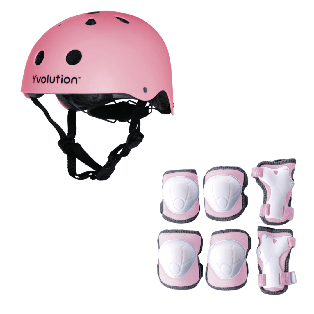 Kids Helmet and Pads Set Pink