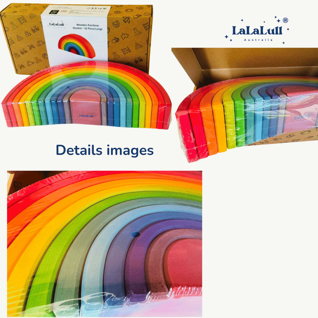 LaLaLull Australia® Wooden Rainbow Stacker 12Pcs Large