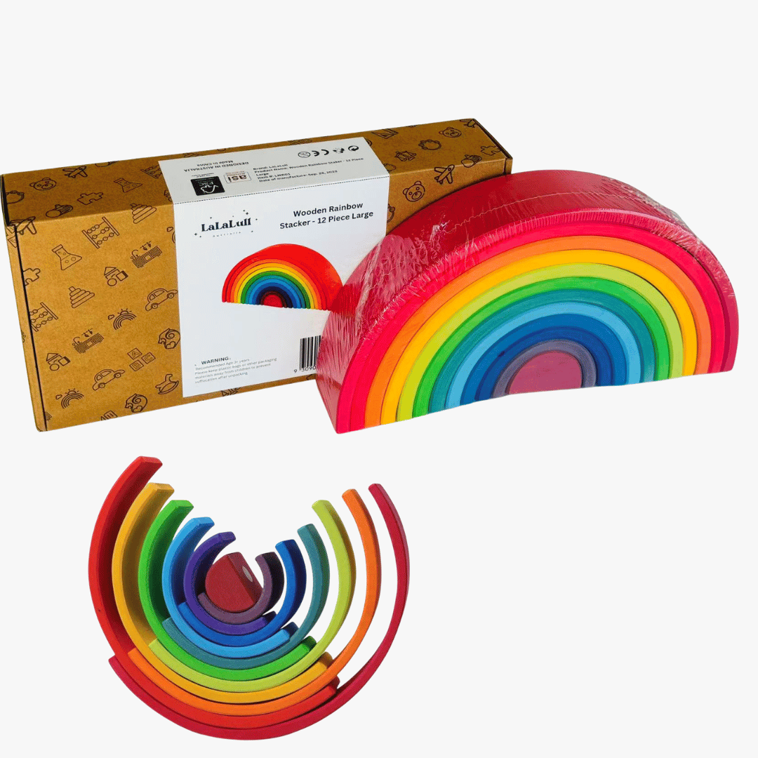 LaLaLull Australia® Wooden Rainbow Stacker 12Pcs Large