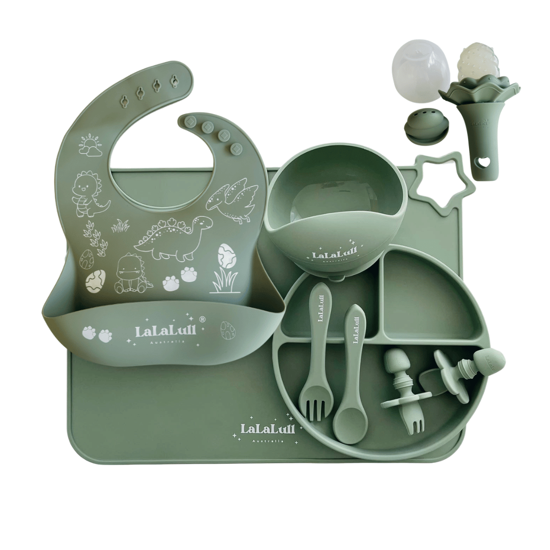 LaLaLull Australia® Silicone Feeding Set 9 Pcs - Sage