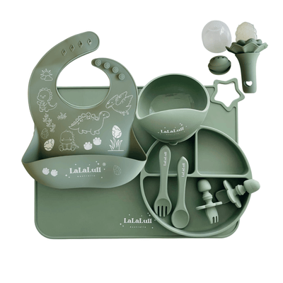 LaLaLull Australia® Silicone Feeding Set 9 Pcs - Sage