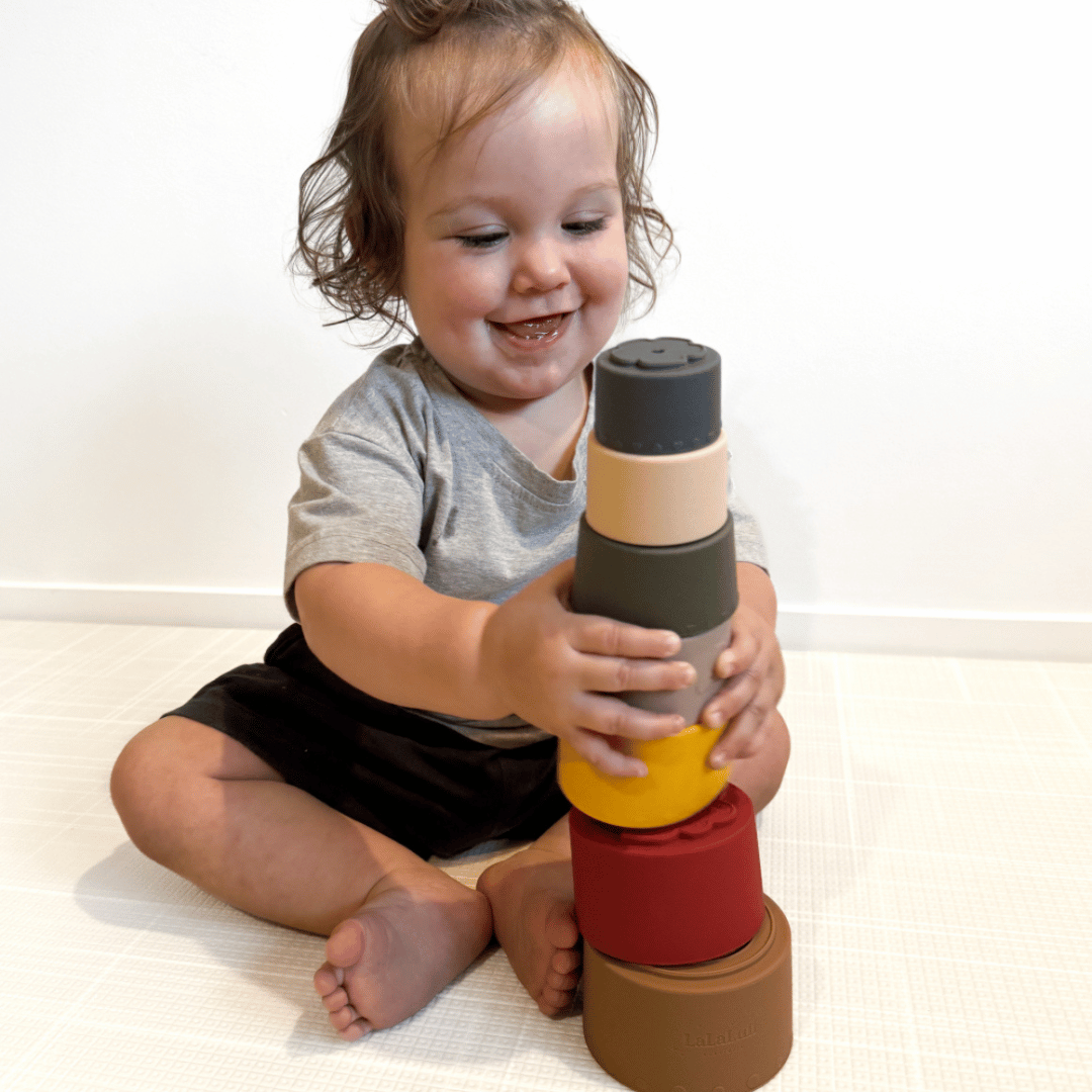 LaLaLull Australia® Silicone Stacking Cups – Night 6M+