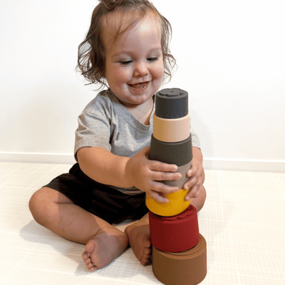 LaLaLull Australia® Silicone Stacking Cups – Night 6M+