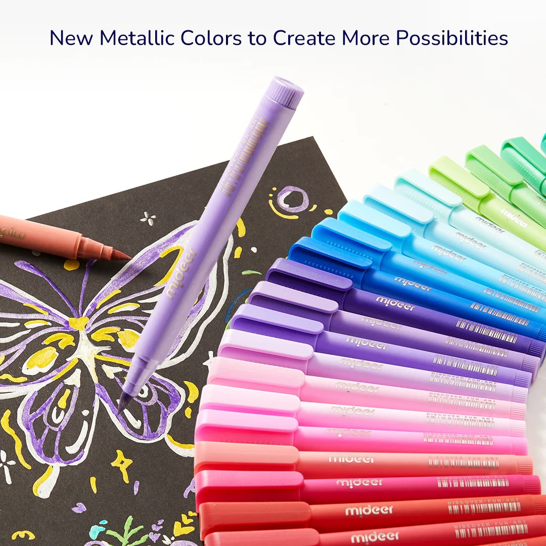 Mideer Acrylic Markers Doodle Pack - Washable Kids Paint Pens 