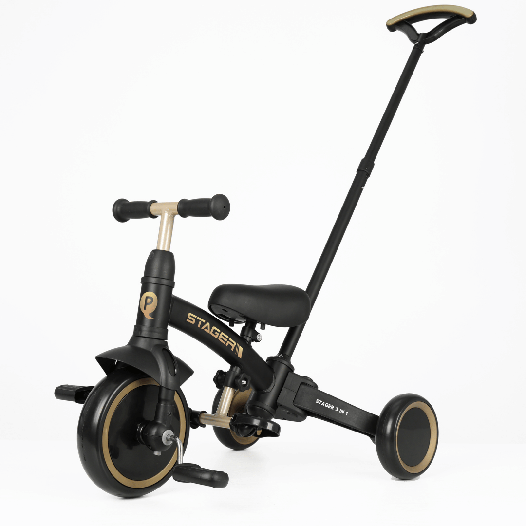 Stager 3-in-1 Kids Trike – Push, Pedal & Balance Bike platinum