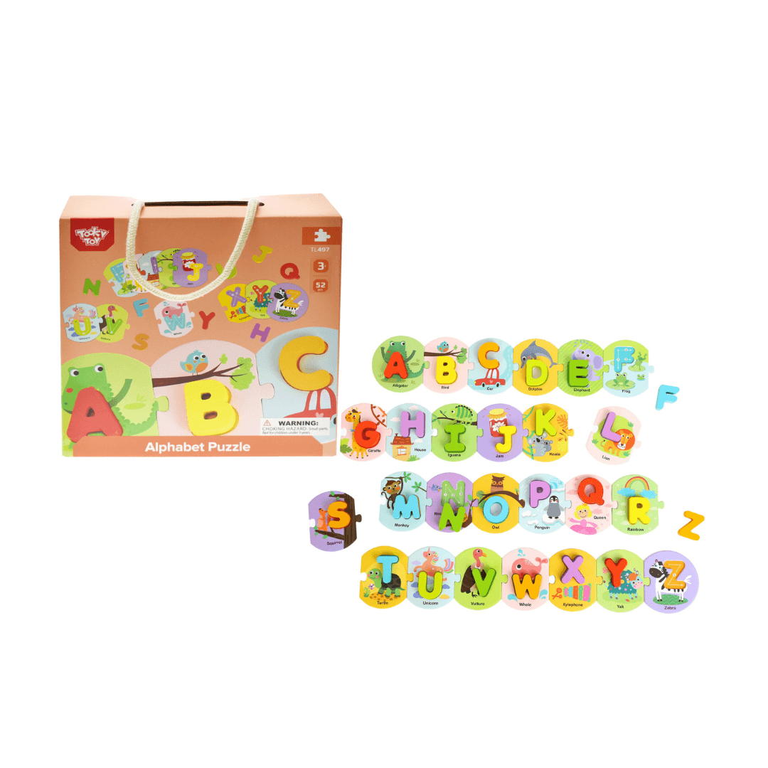 Tooky Toy Learning Alphabet Kids/Toddler Wooden Alphabet Puzzle In Carry Box