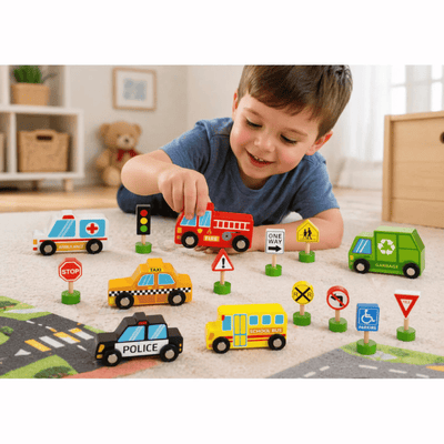 Tooky Toy Transportation & Street Sign Set 16Pcs Set