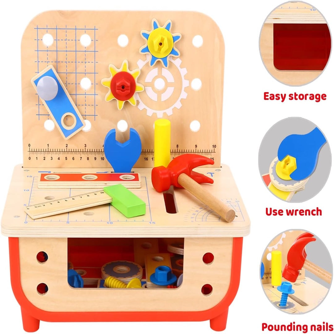 Tooky Toy Deluxe Wooden Work Bench Kids Toy 3Yrs+